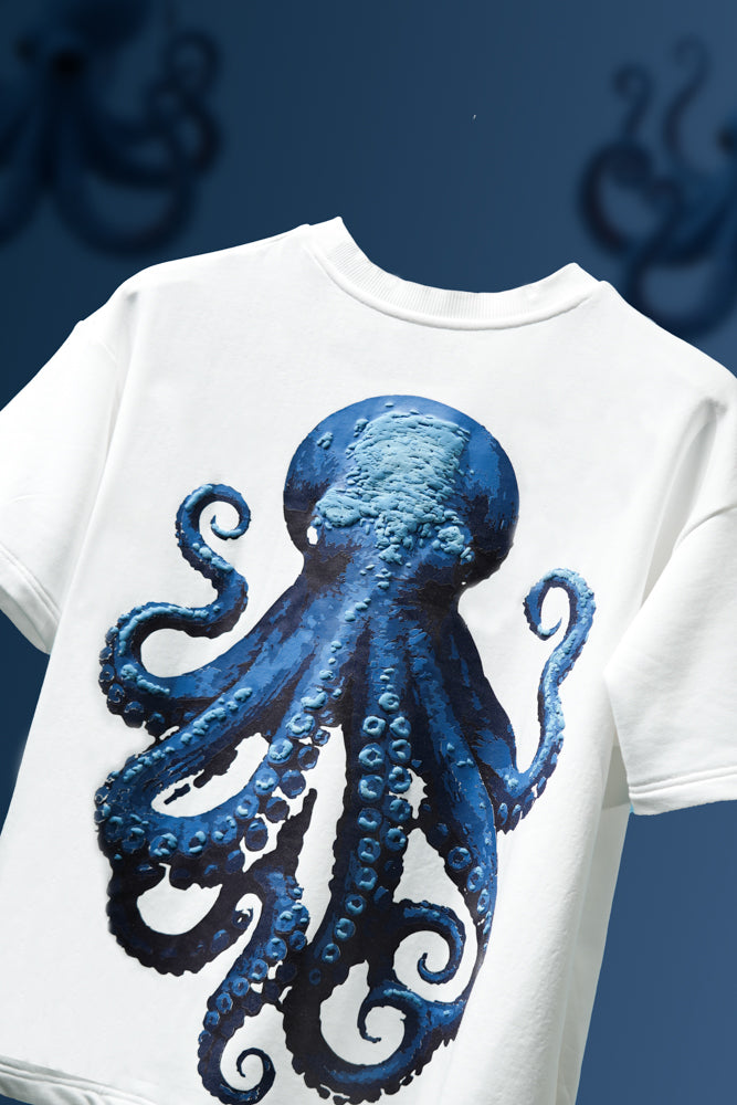 Ocean Blue Octopus white T-Shirt