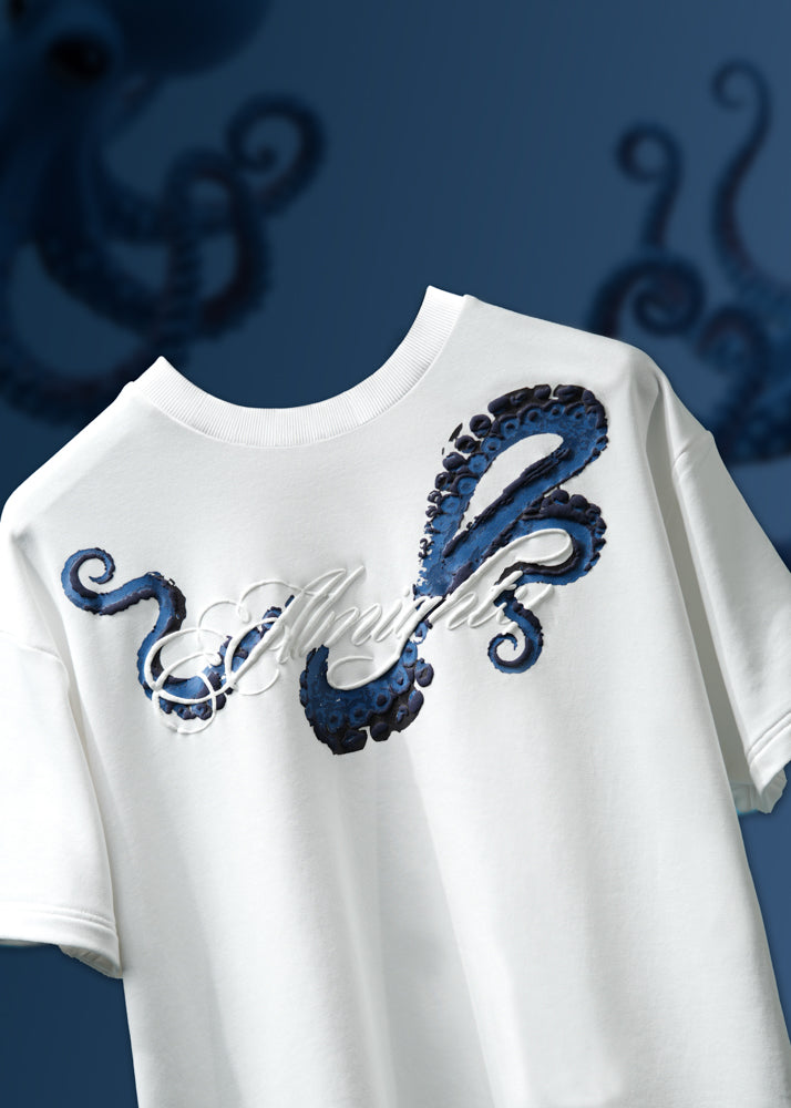 Ocean Blue Octopus white T-Shirt